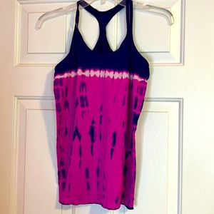 Racerback tie dye purple and pink work out top.